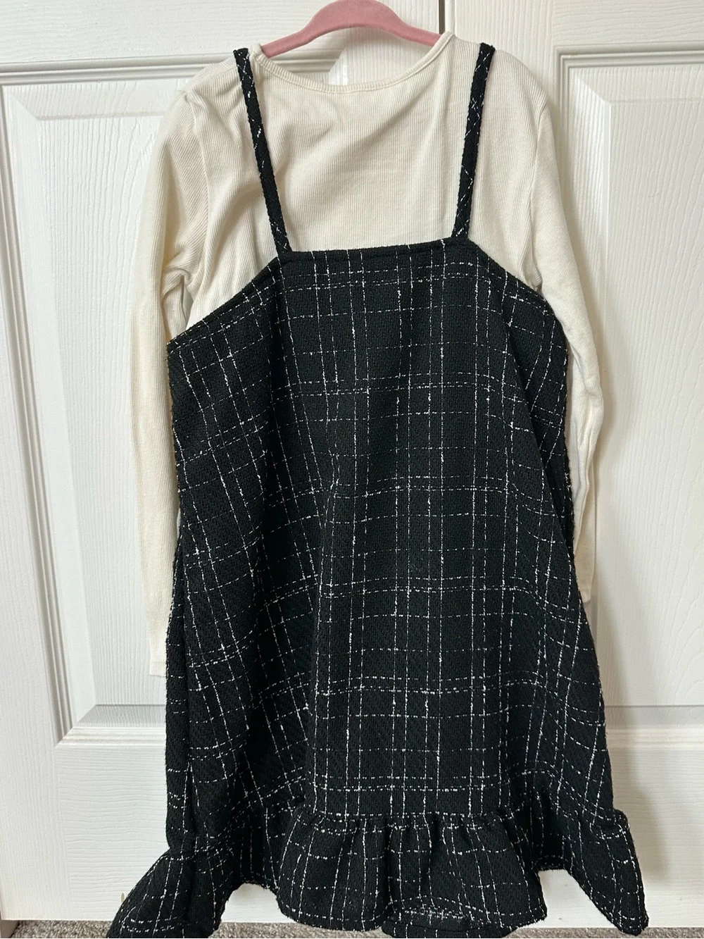 H&M - Top with Black Tweed Pinafore Dress